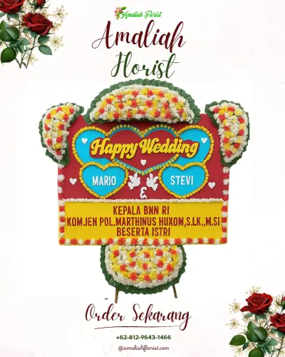 Karangan Papan Bunga Pernikahan di Genito